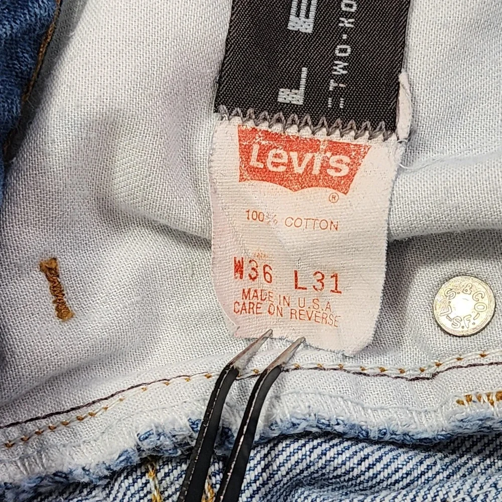 Vintage Levi's Jeans Mens 36x31 Blue Two Horse Straight Leg Leather Tab USA 90s‎